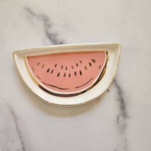 Watermelon slice jewelry tray organizer Pink Gold cream home decor vanity dish